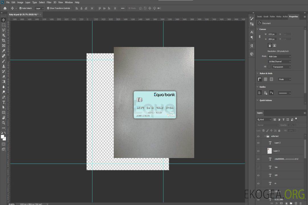 Photolook de la carte de débit visa de la Banque tchèque Equa avant template Photolook de la carte de débit visa de la Banque tchèque Equa avant template